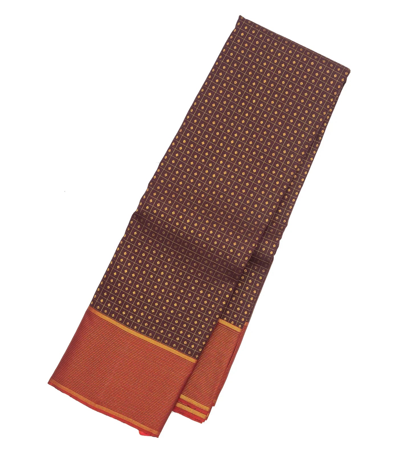 Maroon Handloom Kanchipuram Silk Saree With Checks & Diamond Motifs