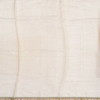 Green & Mustard Banarasi Crushed Tissue Saree With Embroidered Motifs