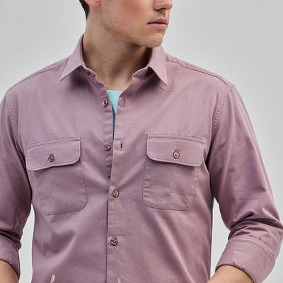 Mauve Solid Double Pocket Overshirt