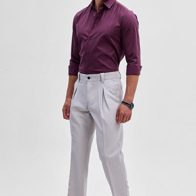 Burgundy Stretchable Slim Fit Shirt