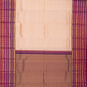 Sandal Handloom Kanchipuram Korvai Silk Saree With Zari Buttas