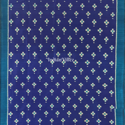 Navy Blue Pasapali Odisha Ikat Contemporary Silk Saree