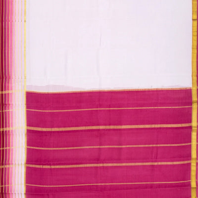 Lavender Mysore Plain Crepe Silk Saree With Contrast Pink Border