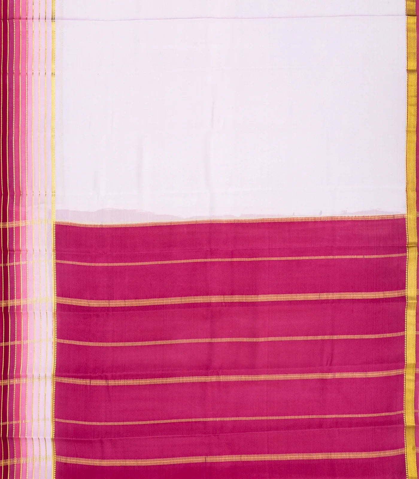 Lavender Mysore Plain Crepe Silk Saree With Contrast Pink Border