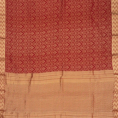 Maroon Handwoven Banarasi Georgette Silk Saree With Floral Motifs
