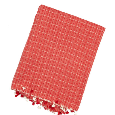 Cream Handloom Bengal Cotton Saree With Rudraksham Stripes