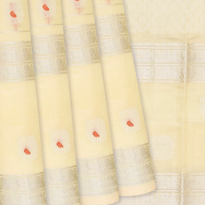 Cream Handloom Chirala Soft Silk Saree With Annam Motifs-Cream