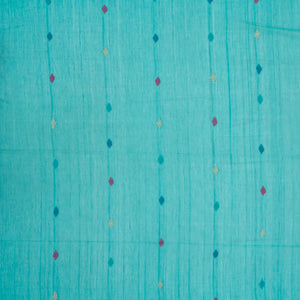 Turquoise Handloom Bengal Cotton Saree And Buttas