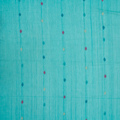 Turquoise Handloom Bengal Cotton Saree And Buttas