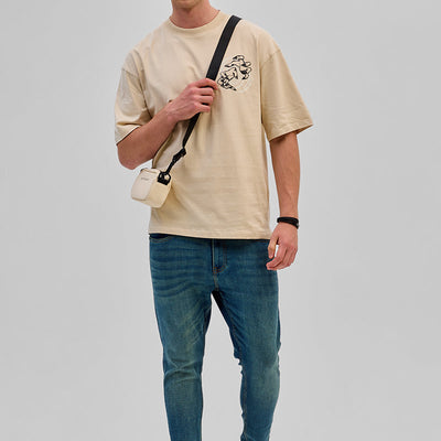 Nightmare Vision Beige Oversized Fit T-Shirt