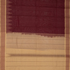 Maroon Handloom Rasipuram Cotton Saree With Checked Border