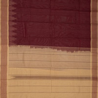 Maroon Handloom Rasipuram Cotton Saree With Checked Border