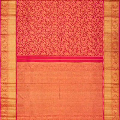 Pink Handloom Kanchipuram Silk Saree With Birds & Floral Motifs