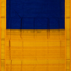 Dark Blue Handloom Silk Cotton Saree With Contrast Border