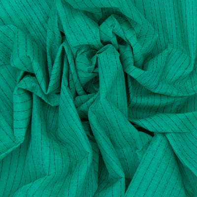 Aquamarine Bengal Cotton Saree With Dotted Stripes