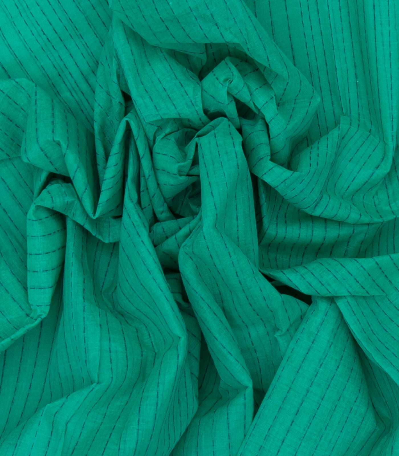 Aquamarine Bengal Cotton Saree With Dotted Stripes