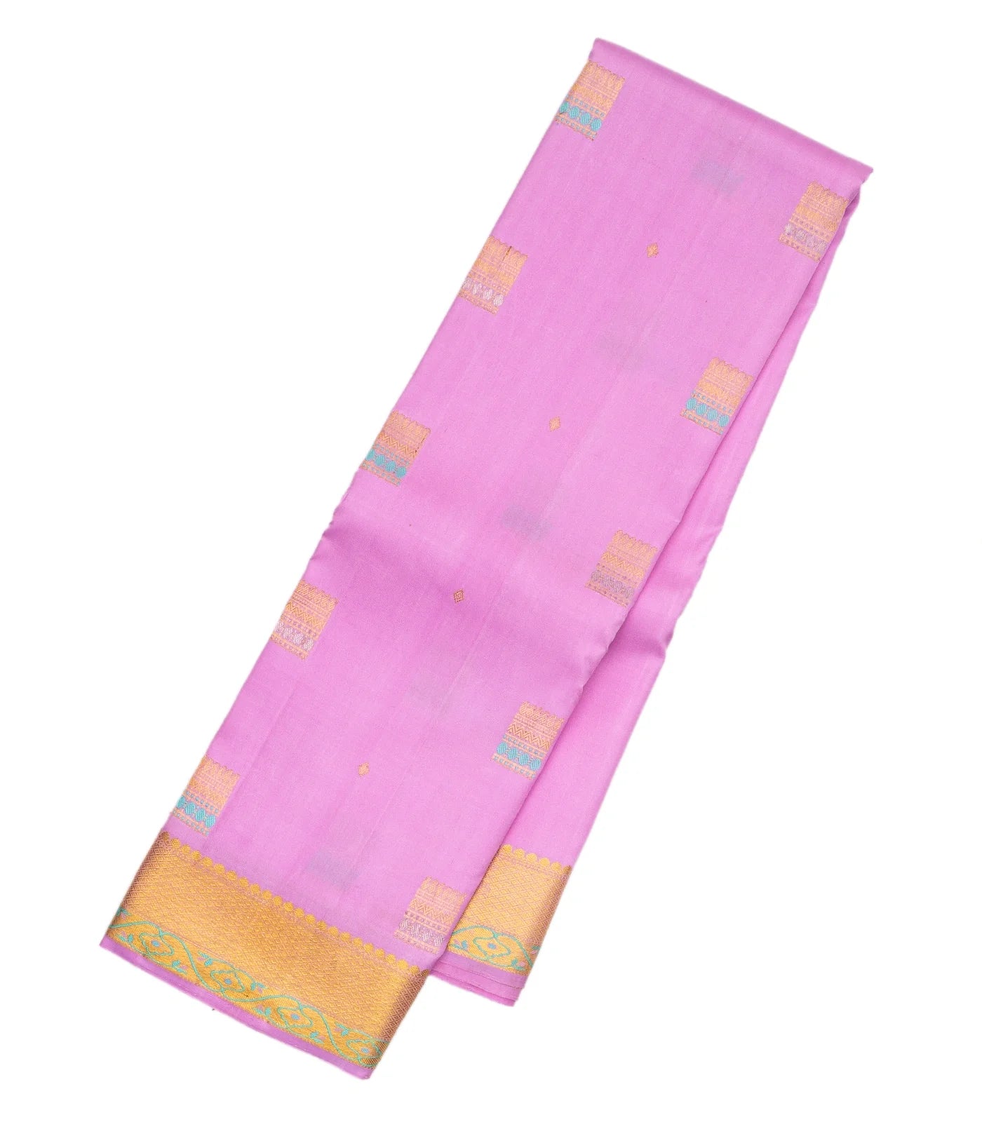 BubbleGum Pink Handloom Kanchipuram Silk Saree With Meena Buttas