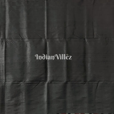 Black Red Pasapali Odisha Ikat Contemporary Silk Saree with Animal Anchal