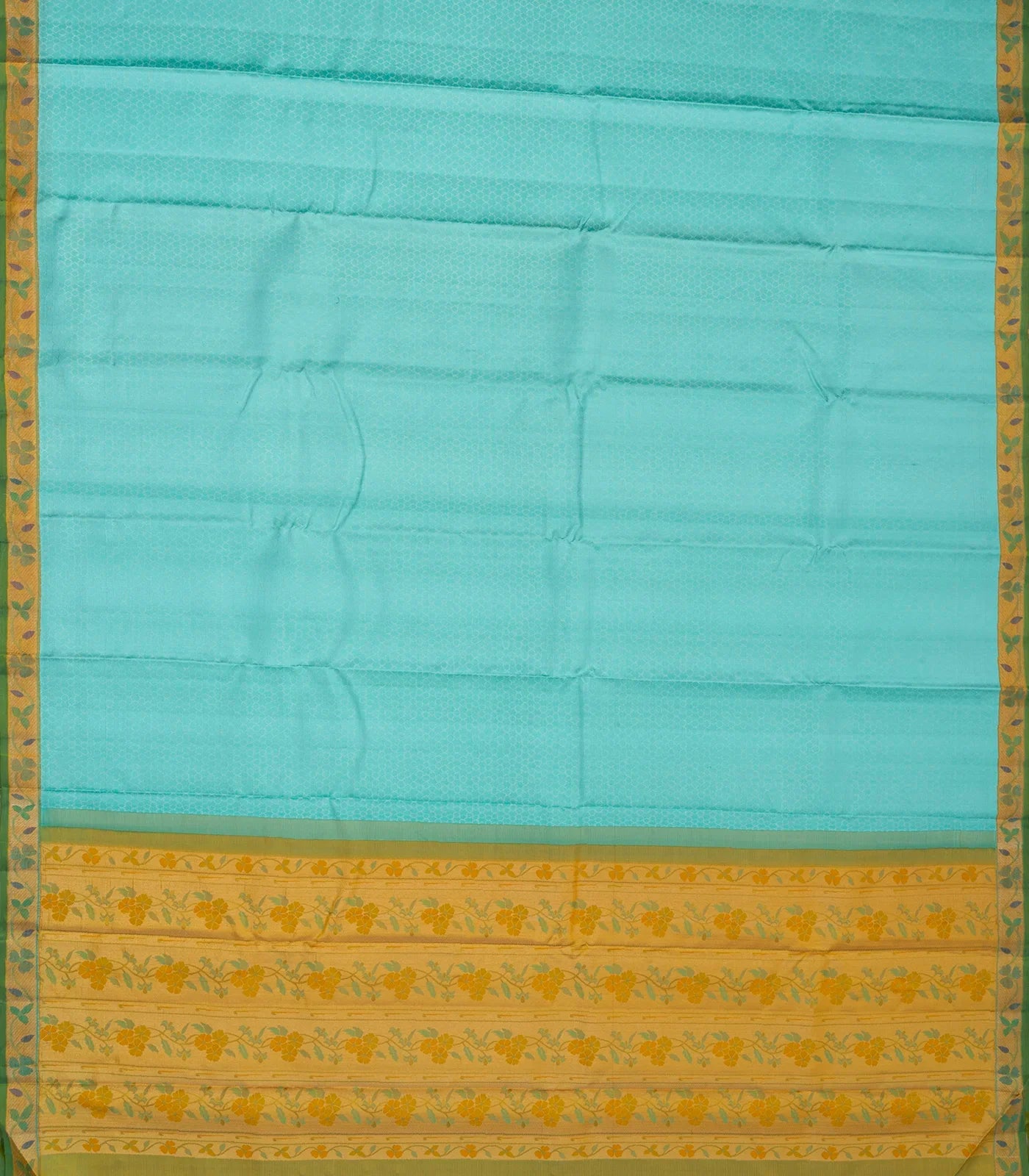 Turquoise Handloom Kanchipuram Silk Saree With Honeycomb Motifs