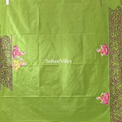 Parrot Green Kandarpa Rath Hand-painted Pattachitra Saree