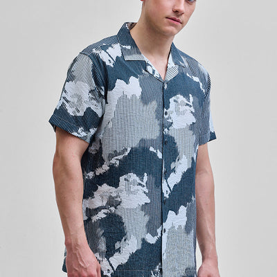 Teal Abstract Box Fit Shirt