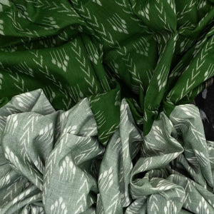 Shadow Green & Green Handloom Orissa Cotton Saree With Tie & Dye Motifs