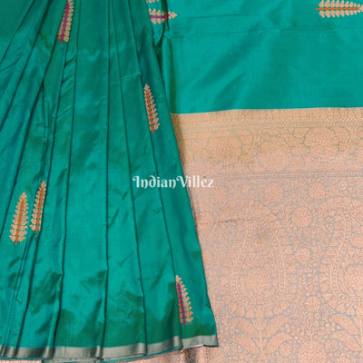 Rama Green Designer Banarasi Katan Silk Saree