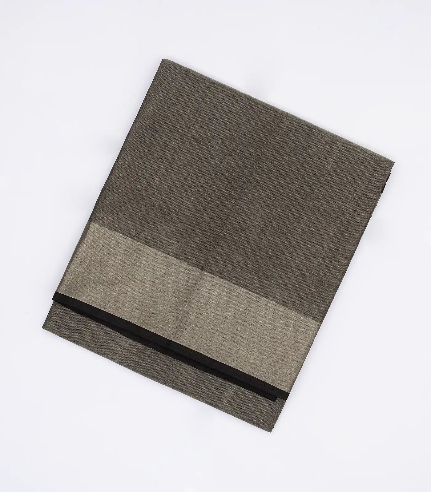 Dark Grey Handloom Plain Uppada Silk Saree With Zari Border