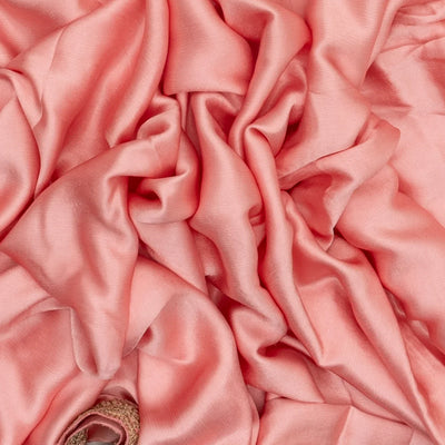 Bubblegum Pink Woven Banarasi Satin Saree With Embroidery