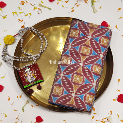 Caramel Brown Pure Sambalpuri Ikat Silk Pastel Saree