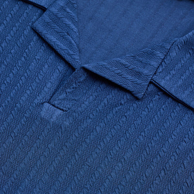 Dark Blue Textured Cuban T-Shirt