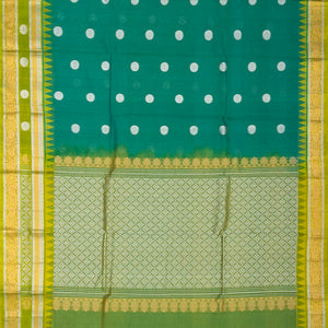 Teal Handloom Chirala Silk Cotton Saree With Chakaram Buttas