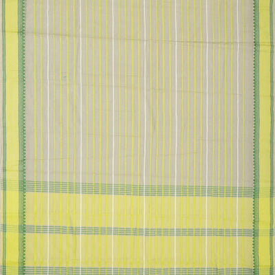 Grey Chirala Cotton Saree With Traditional Motif Stripes