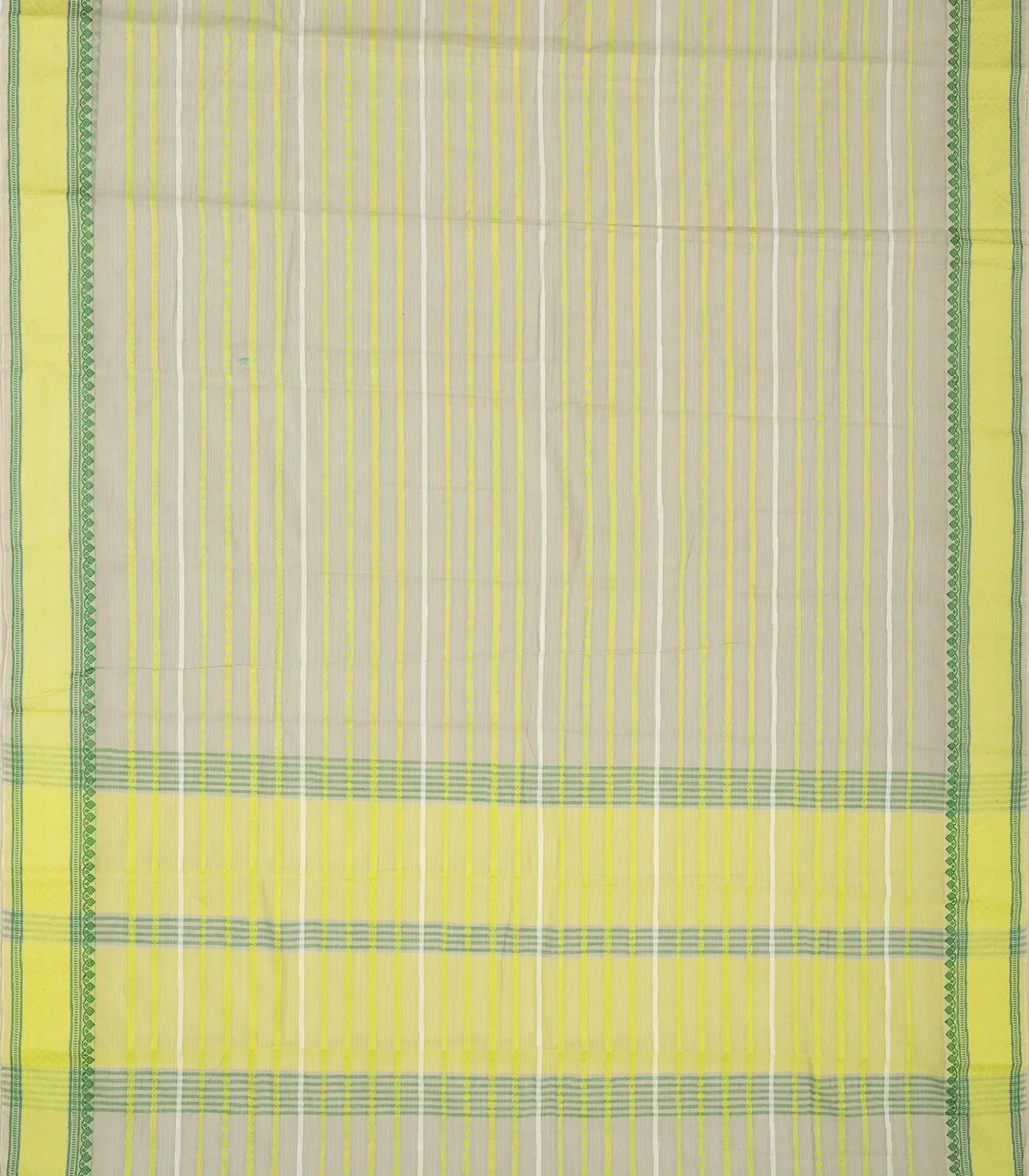 Grey Chirala Cotton Saree With Traditional Motif Stripes