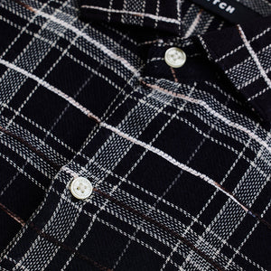 Black Slub Textured Checks Shirt