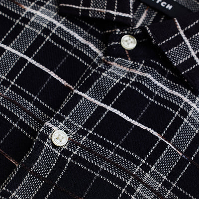 Black Slub Textured Checks Shirt