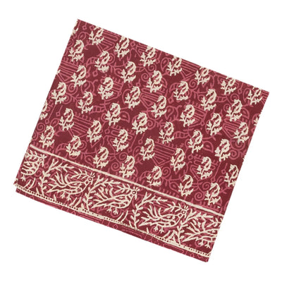 Dark Brown Woven Jaipur Cotton Saree Printed With Floral  Motifs