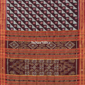 Grey Coffee Odisha Ikat Khandua Silk Saree
