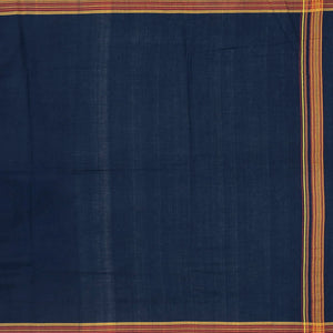 Navy Blue Handloom Bhujodi Cotton Saree With Stripes