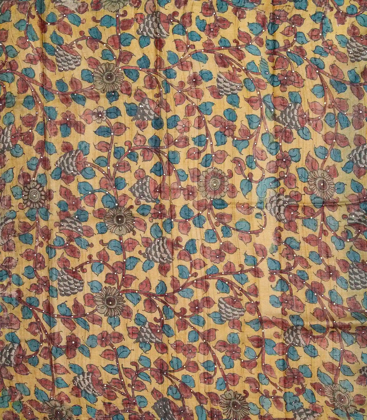 Cyan Handloom Tussar Silk Saree With Embroidered Stripes