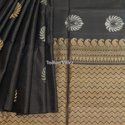 Black South Handloom Kanjivaram Soft Silk Saree