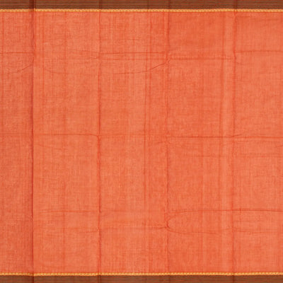 Orange Handloom Kanchi Cotton Saree With Annam Buttas