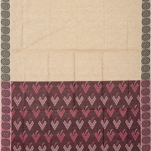 Beige Handloom Village Cotton Saree With Mango Motifs