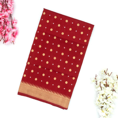 Crimson Handwoven Banarasi Silk Saree With Floral Motifs