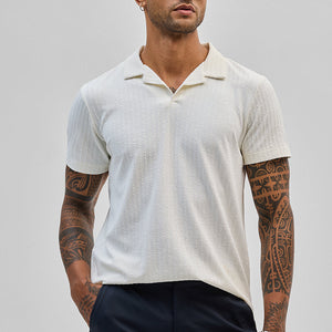 White Textured Cuban T-Shirt