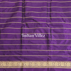 Purple Banarasi Katan Saree with Golden Siver Zari Work