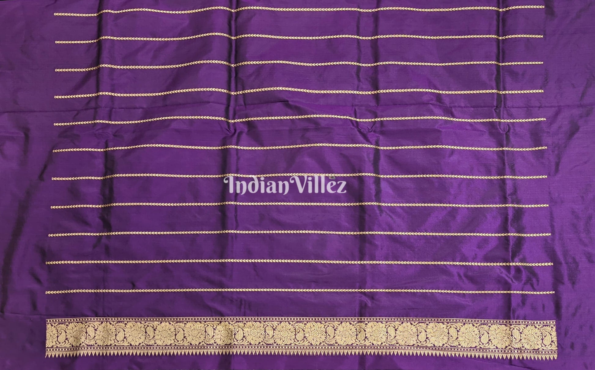 Purple Banarasi Katan Saree with Golden Siver Zari Work
