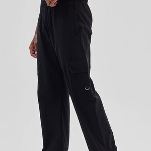 Black Relaxed Fit Parachute Pants