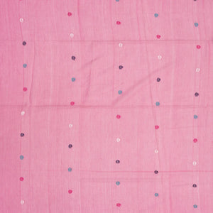 BubbleGum Pink Handloom Bengal Cotton Saree With Buttas