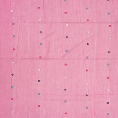 BubbleGum Pink Handloom Bengal Cotton Saree With Buttas